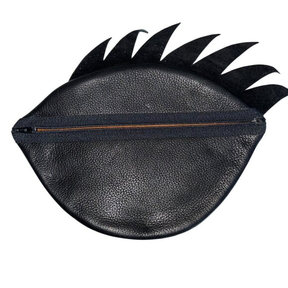 Claflin & Thayer Co bronze black leather EYE lashes zipper pouch bag NEW - Picture 2 of 4